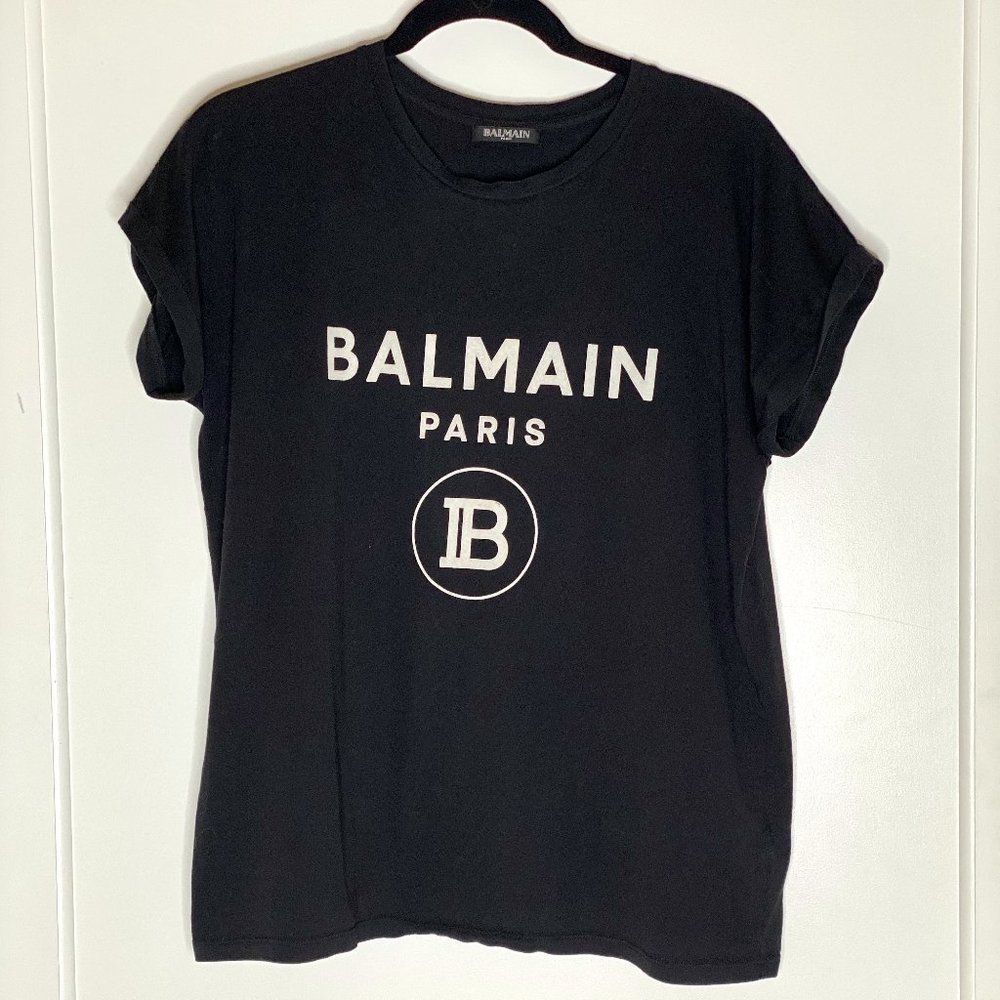 Balmain Short Sleeve Logo Shirt - Size 36